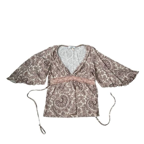 Obe 2YK baby all tie back flutter sleeve shirt paisley print size small - Picture 1 of 6